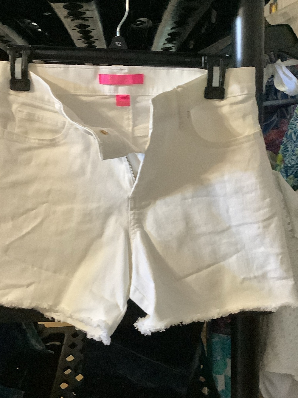 Lilly Pulitzer White Denim Cutoff Shorts with Frayed Hem, 4